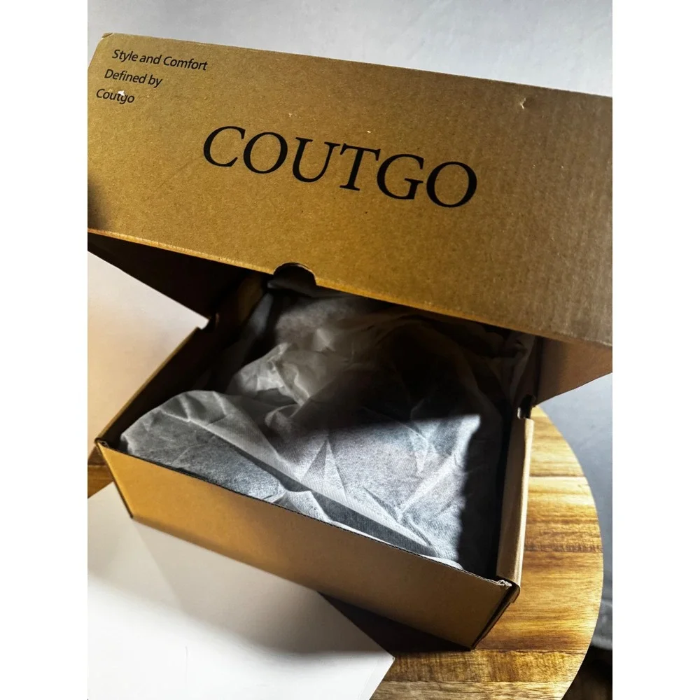 Coutgo Quilted Chelsea Boots Brown Black Patent Cap Toe Lug Sole Size 7.5 NEW‎